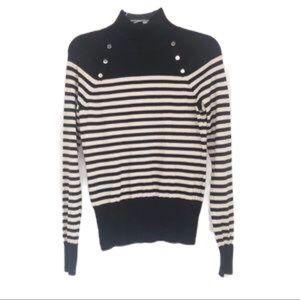 WHBM | Black and Gold Striped Turtleneck Sweater